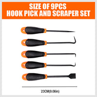 Thumbnail for 9pc Hook and Pick Tool Set Scraper ,Large Full & Small Mini Size Non-slip Handle