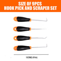 Thumbnail for 9pc Hook and Pick Tool Set Scraper ,Large Full & Small Mini Size Non-slip Handle