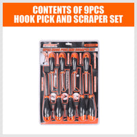 Thumbnail for 9pc Hook and Pick Tool Set Scraper ,Large Full & Small Mini Size Non-slip Handle