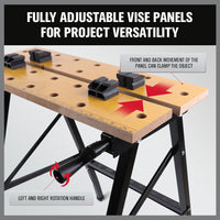 Thumbnail for Foldable Work Bench Mobile Sawhorse Garage Trestle Wood Cutting Anti-slip Table