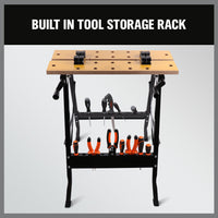 Thumbnail for Foldable Work Bench Mobile Sawhorse Garage Trestle Wood Cutting Anti-slip Table