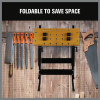 Thumbnail for Foldable Work Bench Mobile Sawhorse Garage Trestle Wood Cutting Anti-slip Table