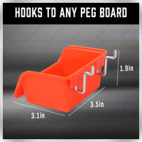 Thumbnail for 6Pc Pegboard Bins Peg Board Parts Storage With Steel Hooks Tools Organiser Tray