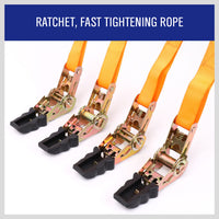 Thumbnail for 4Pc Ratchet Tie Down Strap Set 25mm x 5m Heavy Duty 500kg Capacity Commercial