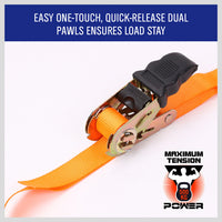 Thumbnail for 4Pc Ratchet Tie Down Strap Set 25mm x 5m Heavy Duty 500kg Capacity Commercial