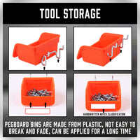 Thumbnail for 16Pc Pegboard Bins Peg Board Parts Storage With Steel Hooks Tools Organiser Tray