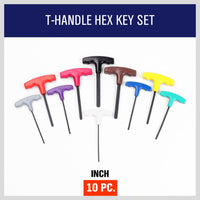 Thumbnail for 10-Piece T-Handle Hex Key Set, Allen Wrench SAE/Imperial Sizes 3/32