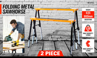 Thumbnail for 2Pc Mastercraft Sawhorse Metal Folding Non-slip Surface Saw Horse 120KG Capacity