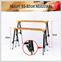 Thumbnail for 2Pc Mastercraft Sawhorse Metal Folding Non-slip Surface Saw Horse 120KG Capacity