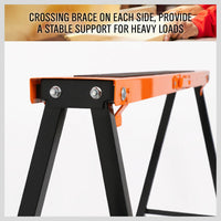 Thumbnail for 2Pc Mastercraft Sawhorse Metal Folding Non-slip Surface Saw Horse 120KG Capacity