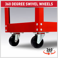 Thumbnail for Tool Trolley 3-Tier Workshop Cart Rolling Steel Parts Storage Handyman 150KG Red