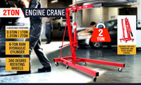 Thumbnail for 2-Ton Hydraulic Engine Crane Foldable Hoist Stand for Mobile Garage Lifting- Workshop Essential
