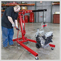 Thumbnail for 2-Ton Hydraulic Engine Crane Foldable Hoist Stand for Mobile Garage Lifting- Workshop Essential