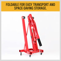 Thumbnail for 2-Ton Hydraulic Engine Crane Foldable Hoist Stand for Mobile Garage Lifting- Workshop Essential
