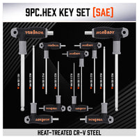 Thumbnail for 18-Piece T-Handle Hex Key Set, SAE/Imperial & Metric Sizes Allen Wrench Set Long Arm with Ball End