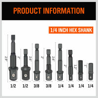 Thumbnail for 8Pc Drill Socket Adapter Set Impact Nut Driver Hex Extension Bits 1/4