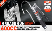 Thumbnail for Heavy Duty 600cc Manual Grease Gun Flexible Hose Coupler 10000PSI Oiling Tools