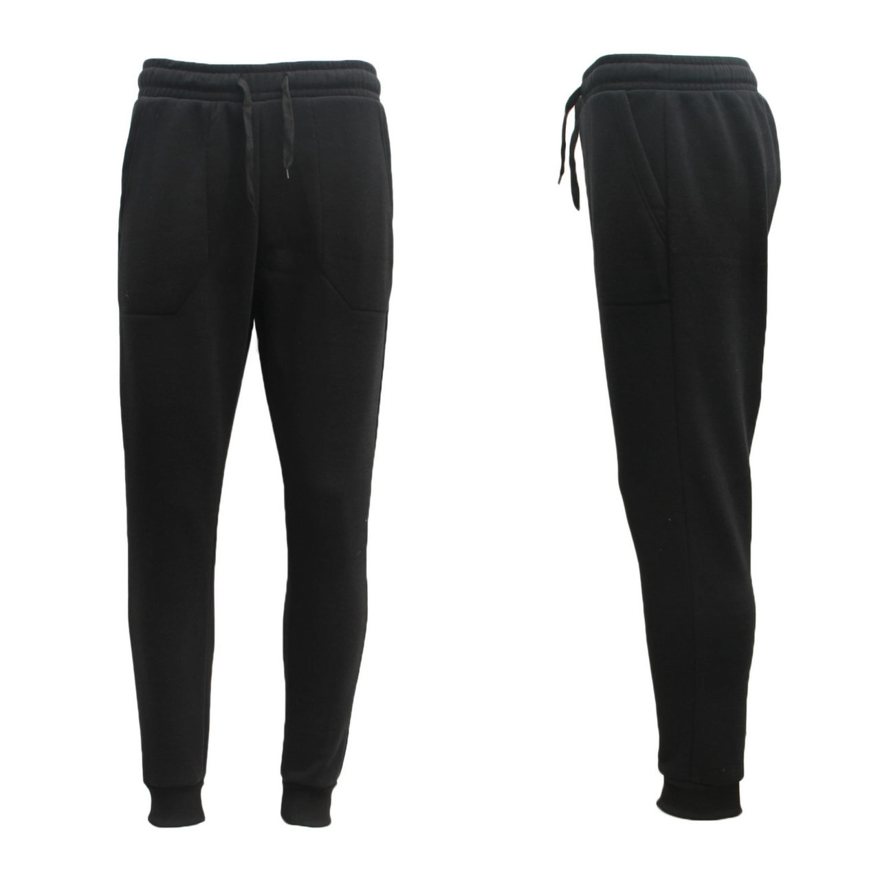 Mens Unisex Fleece Lined Sweat Track Pants Suit Casual Trackies Slim Cuff XS-6XL, Black, M