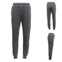 Thumbnail for Mens Unisex Fleece Lined Sweat Track Pants Suit Casual Trackies Slim Cuff XS-6XL, Dark Grey, S