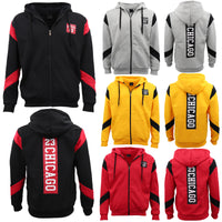 Thumbnail for Men's Fleece Zip Up Hoodie Shirt Chicago Bulls 23 Michael Jordan Sweat Jacket, Yellow, 3XL