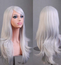 Thumbnail for 70cm Wavy Curly Sleek Full Hair Lady Wigs w Side Bangs Cosplay Costume Womens, Silver