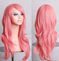 Thumbnail for 70cm Wavy Curly Sleek Full Hair Lady Wigs w Side Bangs Cosplay Costume Womens, Pink