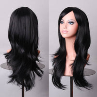 Thumbnail for 70cm Wavy Curly Sleek Full Hair Lady Wigs w Side Bangs Cosplay Costume Womens, Black