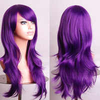 Thumbnail for 70cm Wavy Curly Sleek Full Hair Lady Wigs w Side Bangs Cosplay Costume Womens, Purple