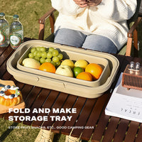 Thumbnail for 2IN1 Portable Folding Picnic Basket Tour Storage Baskets Outdoor Basket With Lid