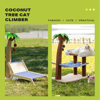 Thumbnail for Wood coconut tree hammock cat bed dog bed cat scratching post toy pet nest