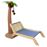 Thumbnail for Wood coconut tree lounge chair cat bed dog bed cat scratching post toy pet nest