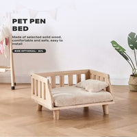 Thumbnail for Solid Wood Pet Cat Bed with Bedding