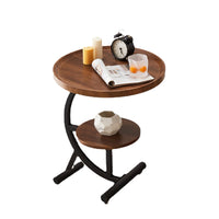 Thumbnail for 2 Tier End Table Sofa Side End Table Round Nightstand with Sturdy Metal Frame