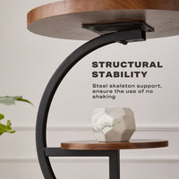 Thumbnail for 2 Tier End Table Sofa Side End Table Round Nightstand with Sturdy Metal Frame