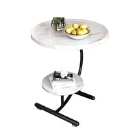 Thumbnail for 2 Tier End Table Sofa Side End Table Round Nightstand with Sturdy Metal Frame