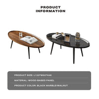 Thumbnail for Coffee Table Living Room Accent Oval Table Contemporary Style Leisure Tea Table