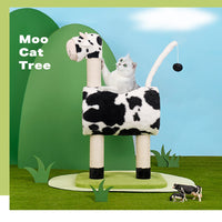 Thumbnail for Cow Cat Tree Scratching Post Scratcher Tower Condo House Hanging Toys 86cm Condition: Brand New