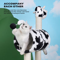 Thumbnail for Cow Cat Tree Scratching Post Scratcher Tower Condo House Hanging Toys 86cm Condition: Brand New