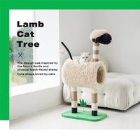 Thumbnail for Sheep Cat Tree Tower Scratching Post Scratcher Cats Condo House Cat Tunnel Bed