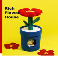 Thumbnail for Rich Flower Cat Tree with Scratcher Pole Cat Tower with Hidaway Cat Bed Furbulous Cat Tree