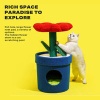 Thumbnail for Rich Flower Cat Tree with Scratcher Pole Cat Tower with Hidaway Cat Bed Furbulous Cat Tree