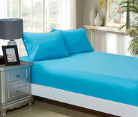 Thumbnail for 1000TC Ultra Soft Fitted Sheet & 2 Pillowcases Set - Double Size Bed - Light Blue