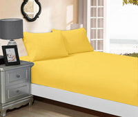 Thumbnail for 1000TC Ultra Soft Fitted Sheet & 2 Pillowcases Set - Double Size Bed - Yellow