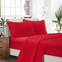 Thumbnail for 1000TC Ultra Soft Double Size Bed Red Flat & Fitted Sheet Set