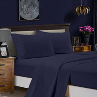 Thumbnail for 1000TC Ultra Soft Double Size Bed Midnight Blue Flat & Fitted Sheet Set