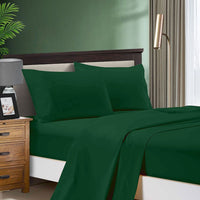 Thumbnail for 1000TC Ultra Soft Double Size Bed Dark Green Flat & Fitted Sheet Set