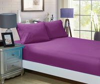 Thumbnail for 1000TC Ultra Soft Fitted Sheet & 2 Pillowcases Set - King Size Bed - Purple