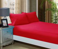 Thumbnail for 1000TC Ultra Soft Fitted Sheet & Pillowcase Set - King Single Size Bed - Red