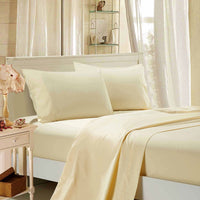 Thumbnail for 1000TC Ultra Soft King Single Size Bed Yellow Cream Flat & Fitted Sheet Set