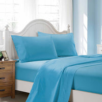 Thumbnail for 1000TC Ultra Soft King Single Size Bed Light Blue Flat & Fitted Sheet Set